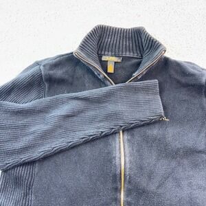 LRL Lauren Ralph Lauren Black‎ Full Zip Ribbed Knit Sweater Jacket Women's